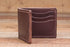 dark brown leather bifold wallet